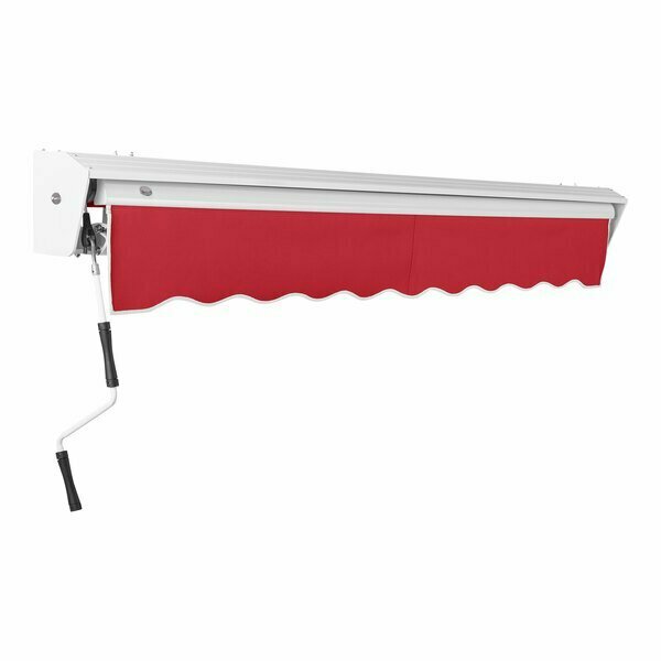 Awntech Destin 12' Red Heavy-Duty Manual Retractable Patio Awning with Protective Hood 237DM12R
